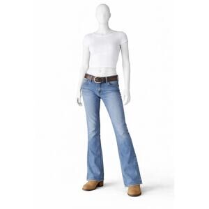 Lei Bootcut Jeans Womens 28x30 sz5 Blue Denim Low Rise Stretch Y2K Flare Casual